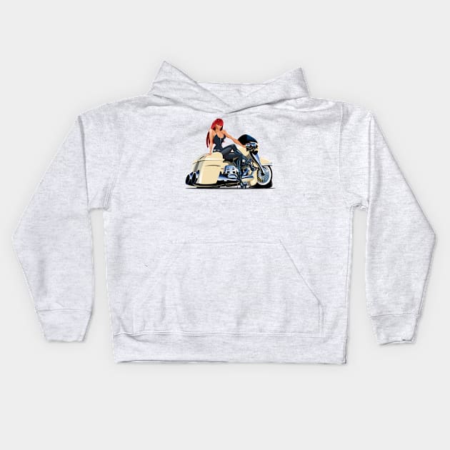 Cartoon Motorbike Kids Hoodie by Mechanik